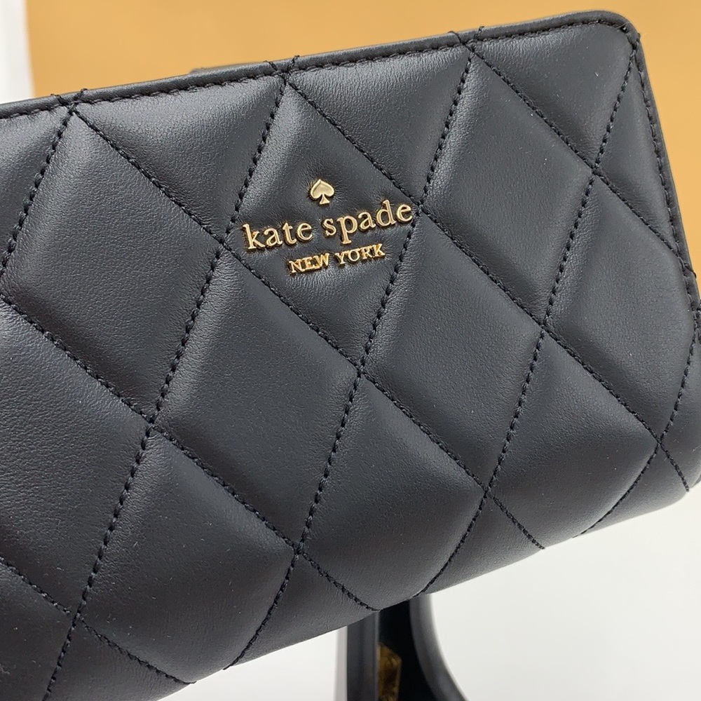 KATE SPADE Carey Medium Compact Bifold Wallet BLACK COLOR - Picture 4 of 14